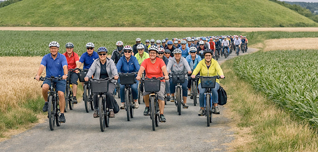 Radfahrer-Gruppe im Feld / KI